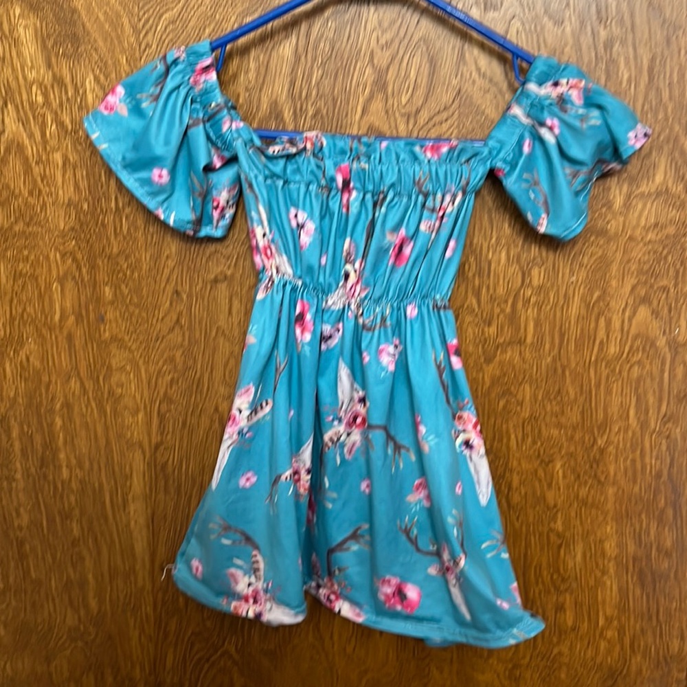 Adorable teal and pink casual dress